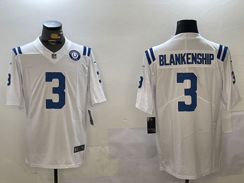 Men Indianapolis Colts 3 Blankenship White Second generation 2024 Nike Limited NFL Jersey style 2